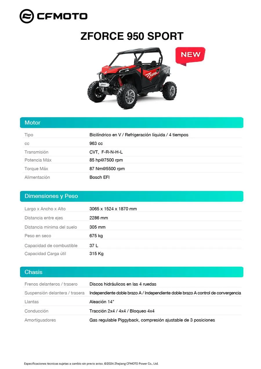 Ficha Técnica_ZFORCE 950 SPORT