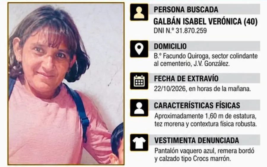 Joaquín V. González: Dos detenidos tras la desaparición de una mujer de 40 años